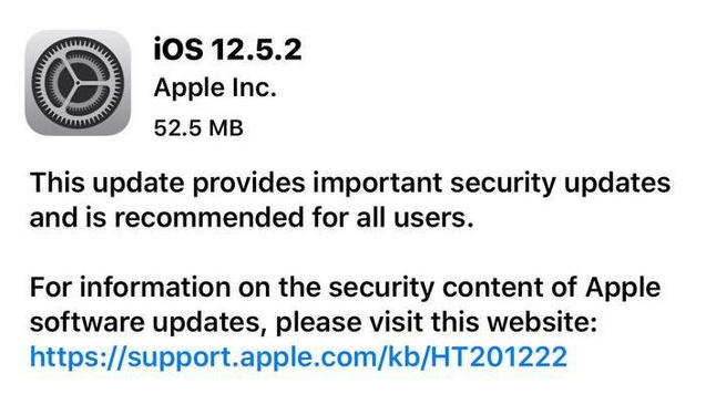 即墨苹果手机维修分享iOS12.5.2发布，建议所有老苹果用户安装 